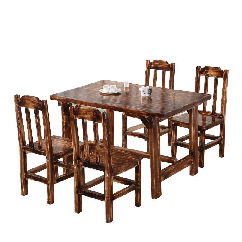 

Carbonized Solid Wood Restaurant, Tables, Restaurants, Dining Hall, Noodles, Barbecue Tables and Chairs