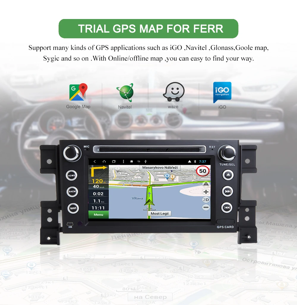 Best Bonroad 7"2Din Android 9.0 Car dvd For suzuki grand vitara 2007-2013 Stereo gps navigation car radio USB audio video player 8