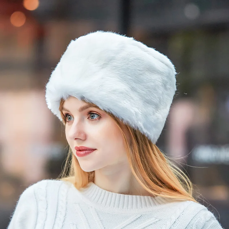 YOYOCORN Men's and women's winter hats, hooded head caps, Outdoor snow prevention fox fur plus velvet padded cold warm hat