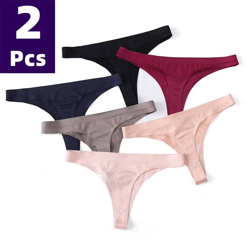 

2Pcs G-String Panties for Women Sexy Seamless Lingerie Women's Underwear Invisible Briefs Set Soft Pants Cotton Underpants thong