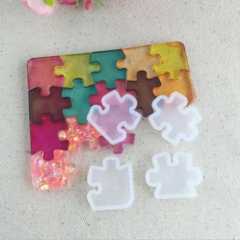 

4pcs/set Puzzle Gemstone Crystal Epoxy Resin Mold DIY Jewelry Pendant Making Tools Epoxy Clear Silicone Mould