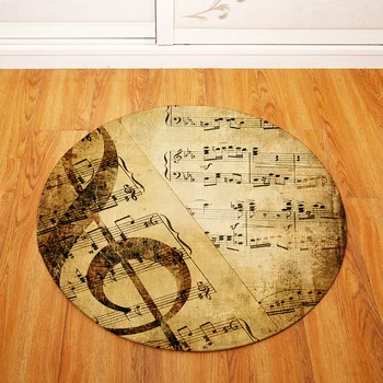 

Musical Note Round Floor Mat Office Table Chair Foot Pad Non-slip Absorbent Living Room Kitchen Floor Rug Prayer Cushion Carpet