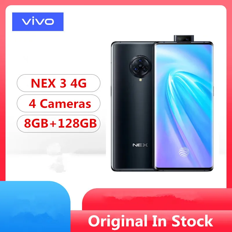 Новая модель Vivo Nex 3 4G LTE Смартфон Snapdragon 855 Plus Android 9,0 6,8" Super Amoled 8 Гб ram 128 ГБ rom МП 44 Вт