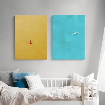 

Gohipang Swimming Pool Alone Girl Print Posters Illustration Series Canvas Art Painting Home Living Room Wall Picture Decoration