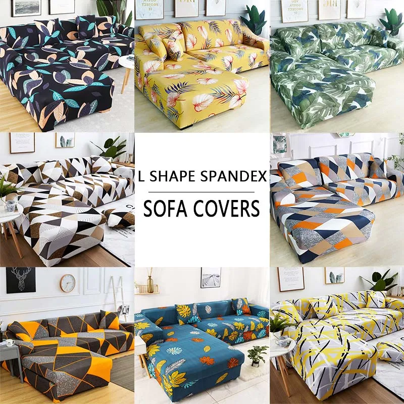 L Shape Spandex Sofa Covers for Living Room Universal Elastic Sectional Slipcover 1/2/3/4 seater Stretch Corner Couch Cover
