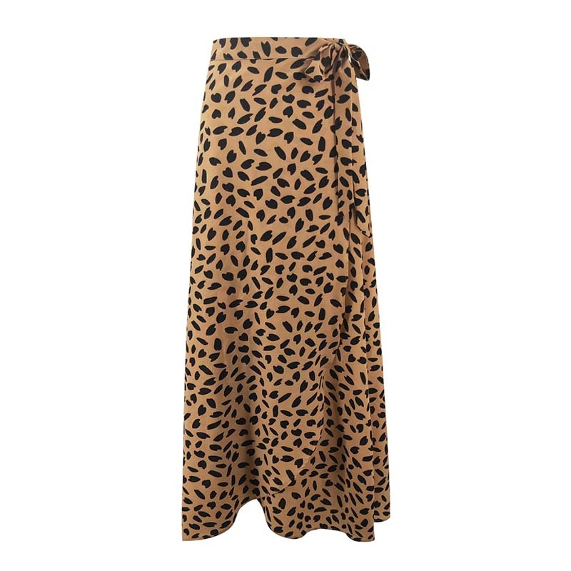 

Women Print Skirts Summer Fashion Long Skirt High Waist Polka Dot Print Hip Skirt Bandage Split Sexy Long Skirt Female
