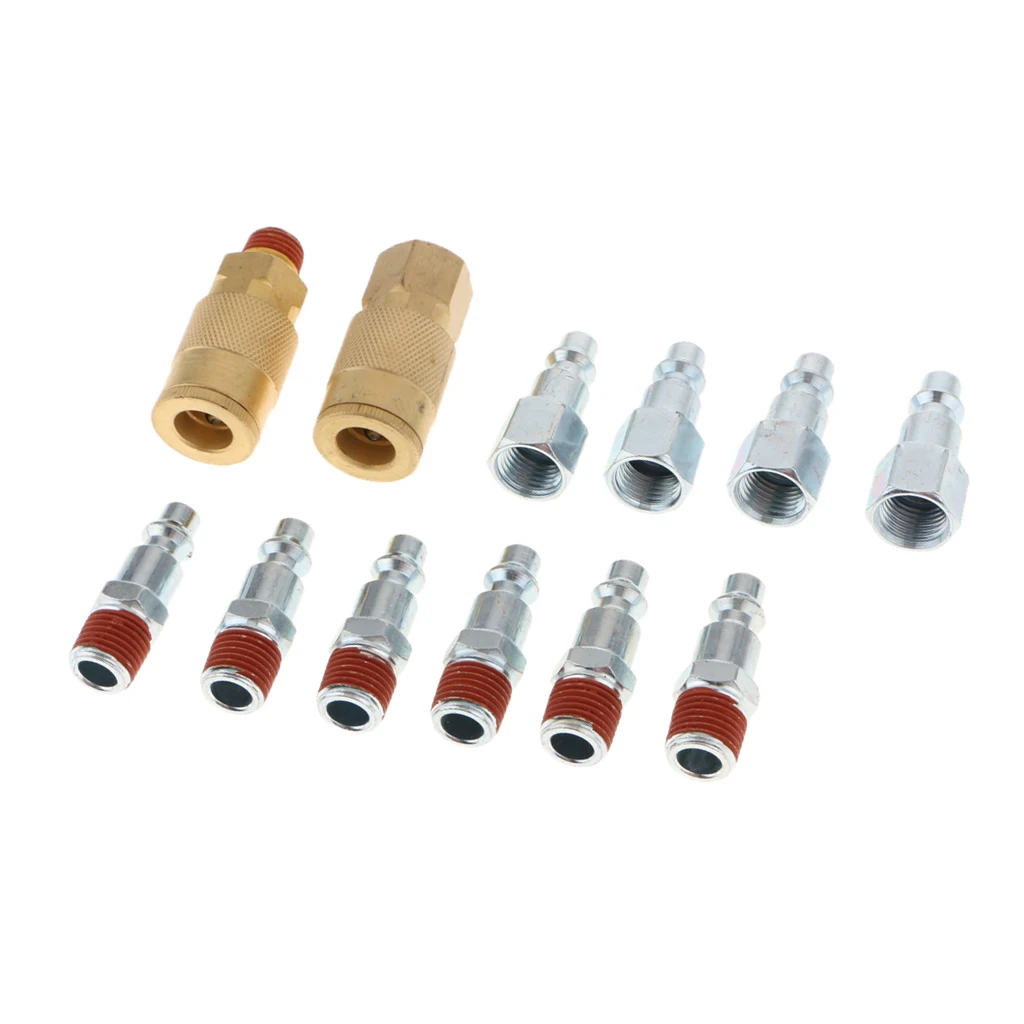 12pc Brass Quick Release Coupler Set 1/4'' Air Hose Connector Fitting NPT