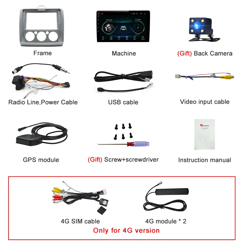 Junsun V1 2G+ 32G Android 9,0 DSP автомобильный Радио Мультимедиа Видео плеер навигация gps для ford focus 2 3 Mk2/Mk3 хэтчбек 2 din DVD