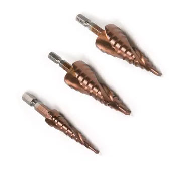 

3* Step Drill 3-12 4-22 6-24 HSS CO Hex Shank Spiral Groove Step Cone Drill Bit Hole Cutter Accessories