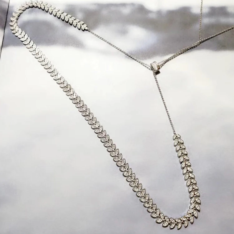 

Designer Fashion 925 Sterling Silver Jewelry 3A Cubic Zirconia Party Adjustable Necklace