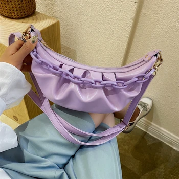 

Small PU Leather Cloud Bag for Women 2020 Chain Shoulder Messenger Crossbody Bags Lady Simple Travel Handbags