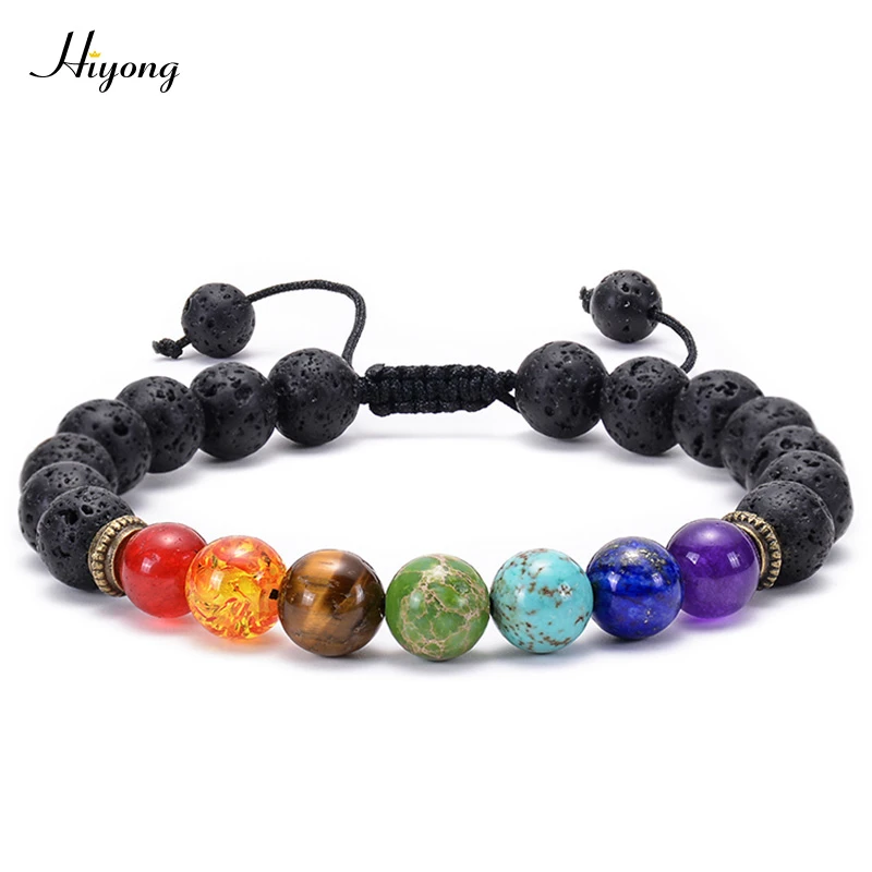 7 Chakra Armband Heilung Splitter Armbänder Natürlichen Lava Stein Diffusor Yoga 7 Chakra Armband Heilung Splitter Armbänder Natürlichen Lava Stein Diffusor Yoga