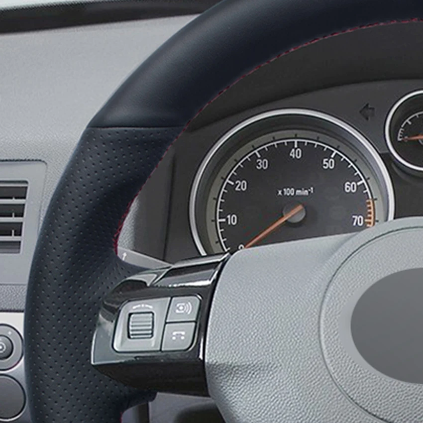 Черный чехол на руль из искусственной кожи для Vauxhall Astra 2004-2009 Signum Vectra 2005-2009 Zaflra 2005- Holden Astra 2004