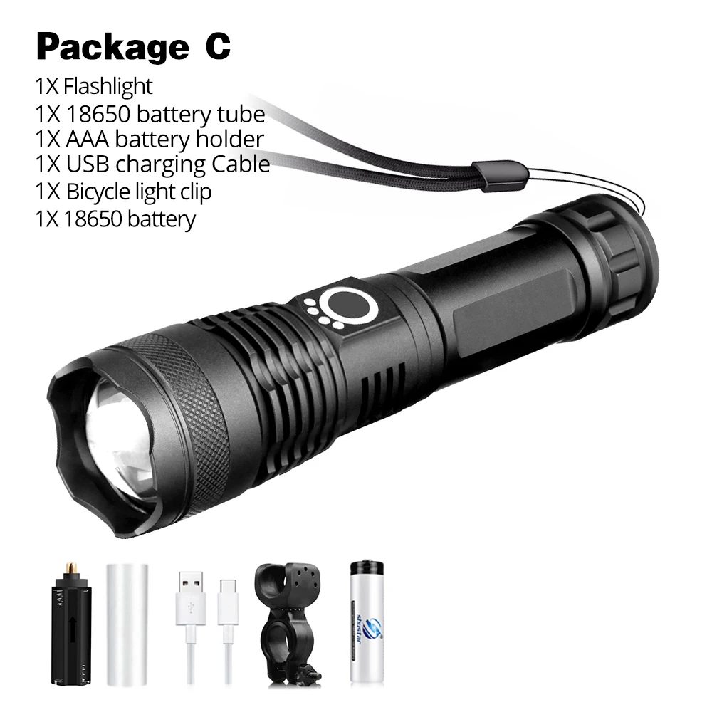 XHP50 Светодиодный велосипедный фонарик 5 режим USB зарядки телескопический зум с использованием 18650 или 26650 - Цвет: Package C