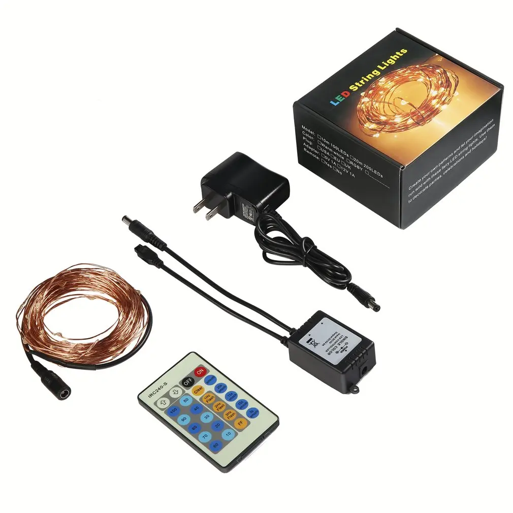

33ft/10m Remote Control LED String Lights Copper Wire Flexible Outdoor Light