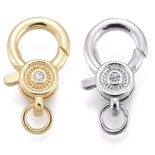 

3pcs Cubic Zirconia Lobster Claw Clasps with Jump Rings 16x10x5mm for Keyrings Jewelry Making