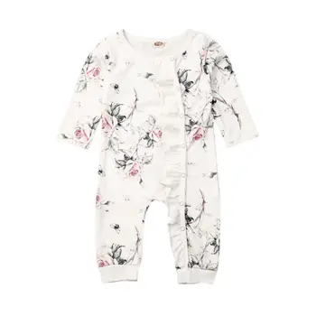 

Floral infant baby girl romper long sleeve comfortable outdoor leisure jumpsuit newborn girl clothes