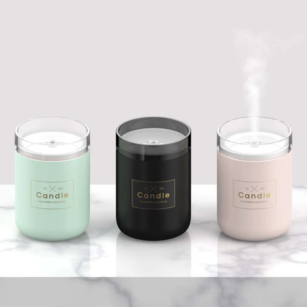 

Ultrasonic Air Humidifier Candle Romantic Soft Light USB Essential Oil Diffuser Car Purifier Aroma Anion Mist Maker