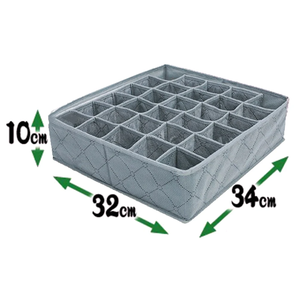 30 Grids Bamboo Charcoal Storage Box Fold Underwear Ties Socks Drawer Organizer