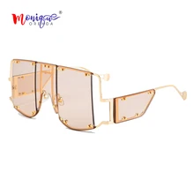 Горячая Распродажа Модные Винтажные Солнцезащитные очки женские роскошные негабаритные солнцезащитные очки Брендовые дизайнерские металлические заклепки Солнцезащитные очки Мужские Oculos De Sol