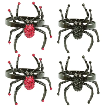 

4pcs Napkin Rings Exquisite Horror Decorative Alloy Spider Serviette Buckles Napkin Holders Table Napkin Holder Napkin Buckle