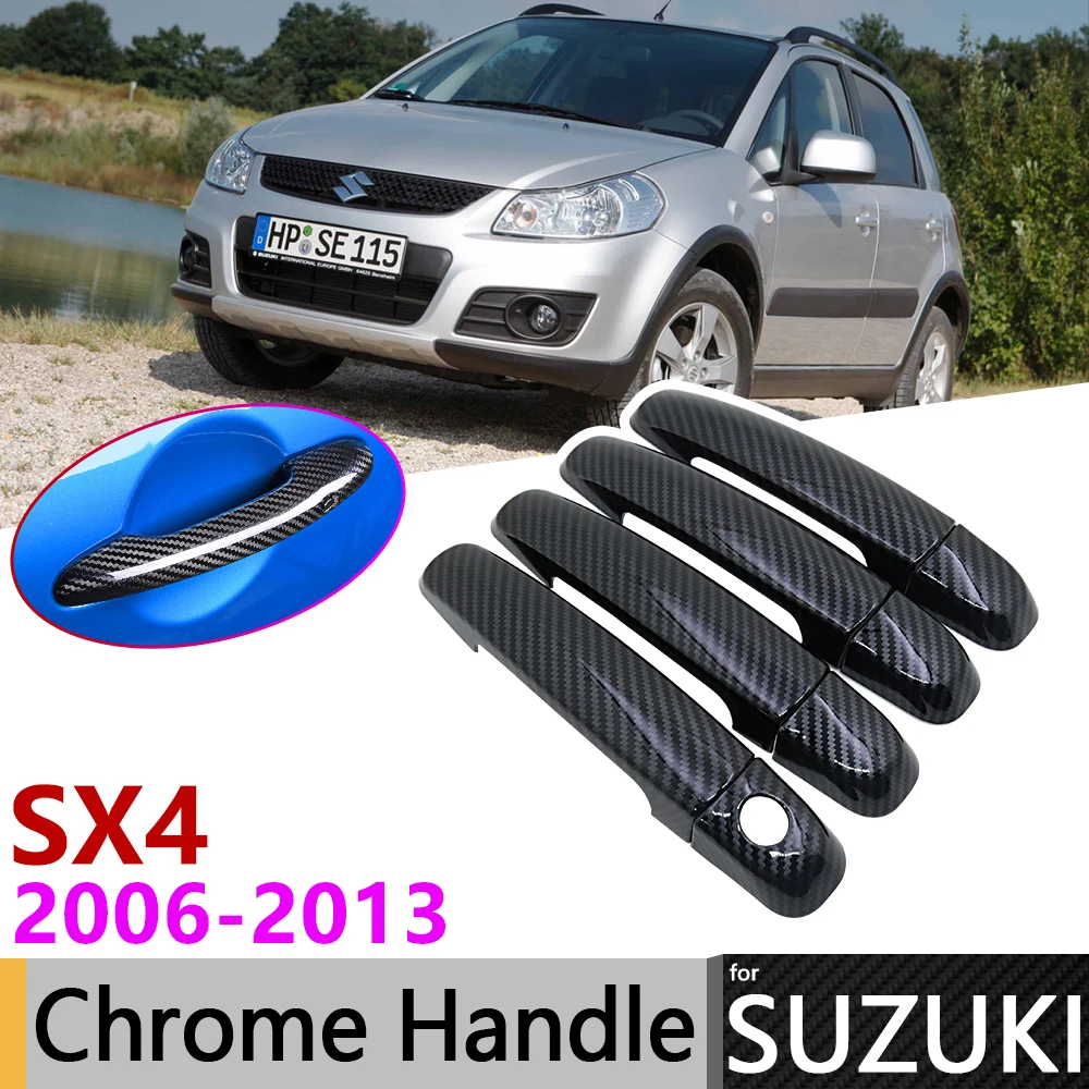 Черная накладка на дверную ручку из углеродного волокна для Suzuki SX4 Fiat Sedici Maruti 2006 ~