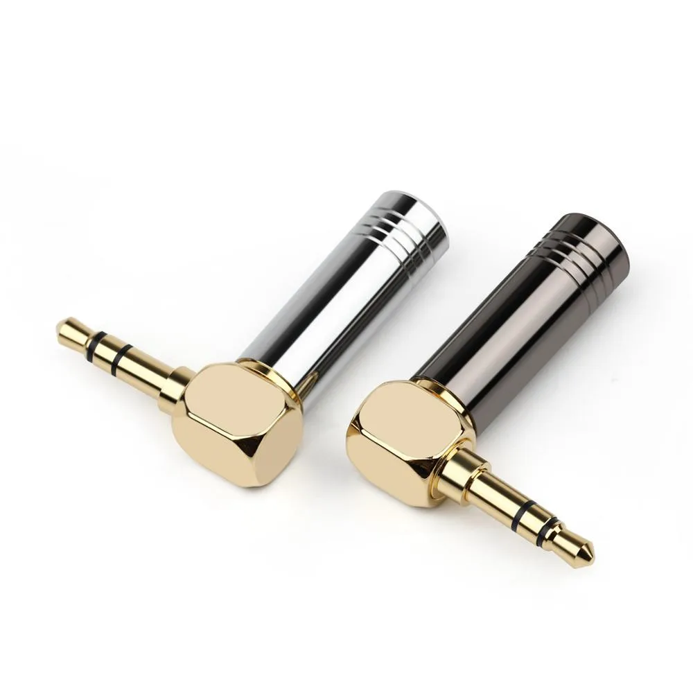 6PCS 3 5mm Stereo Audio Jack 3 Poles Metal Adapter Earphone Right Angle Bend Plug Bright Aluminum Shell Headphone Connector