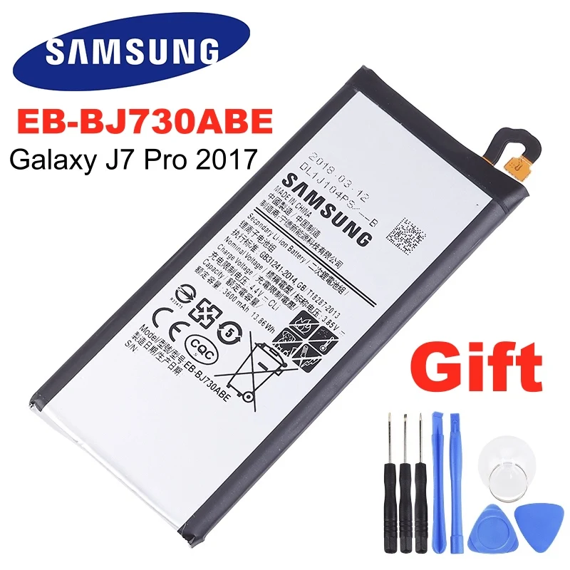 100% Оригинальный запасной аккумулятор для Samsung Galaxy J7 Pro 2017 J730 EB-BJ730ABE J730FM 3600 мАч