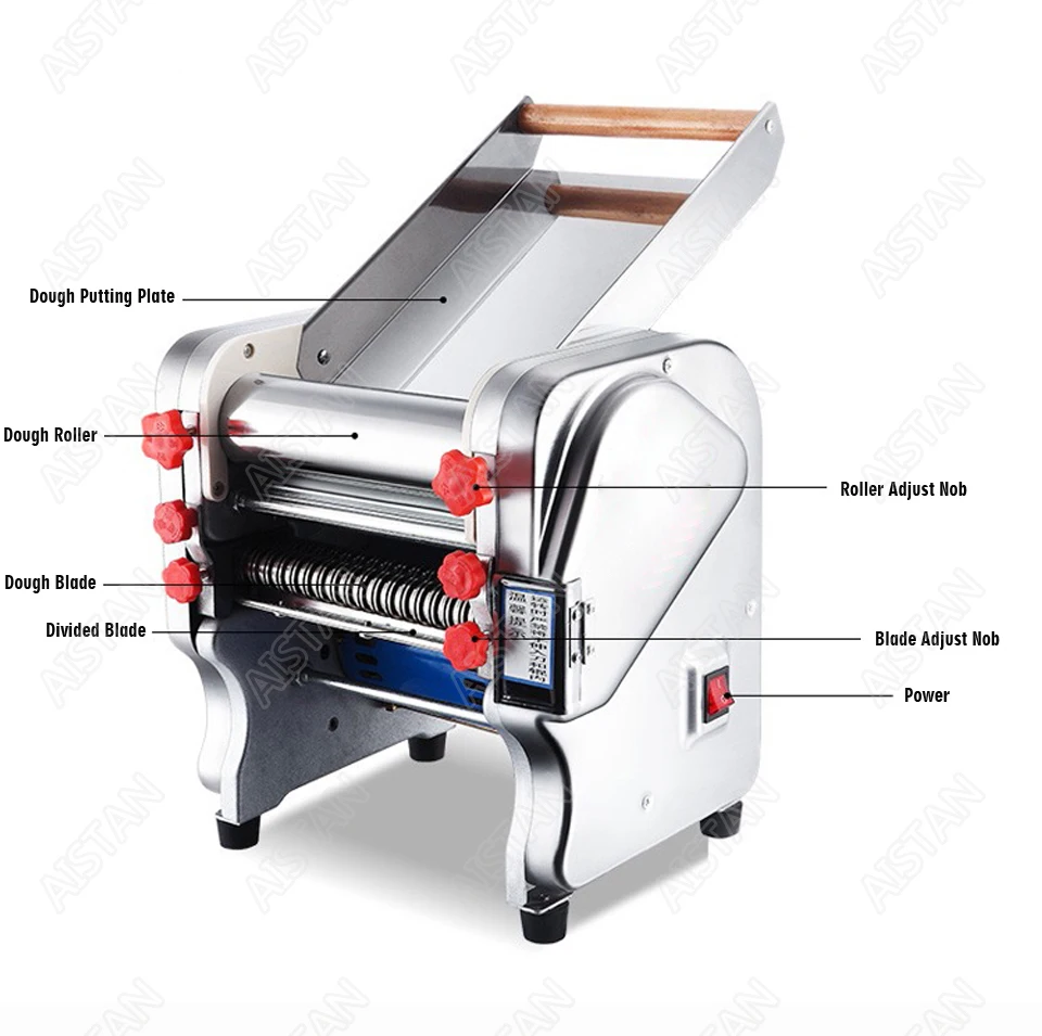 FKM240 Electric Dough Roller Stainless Steel Dough Sheeter Noodle Pasta Dumpling Maker Machine 220V Roller and Blade Changable