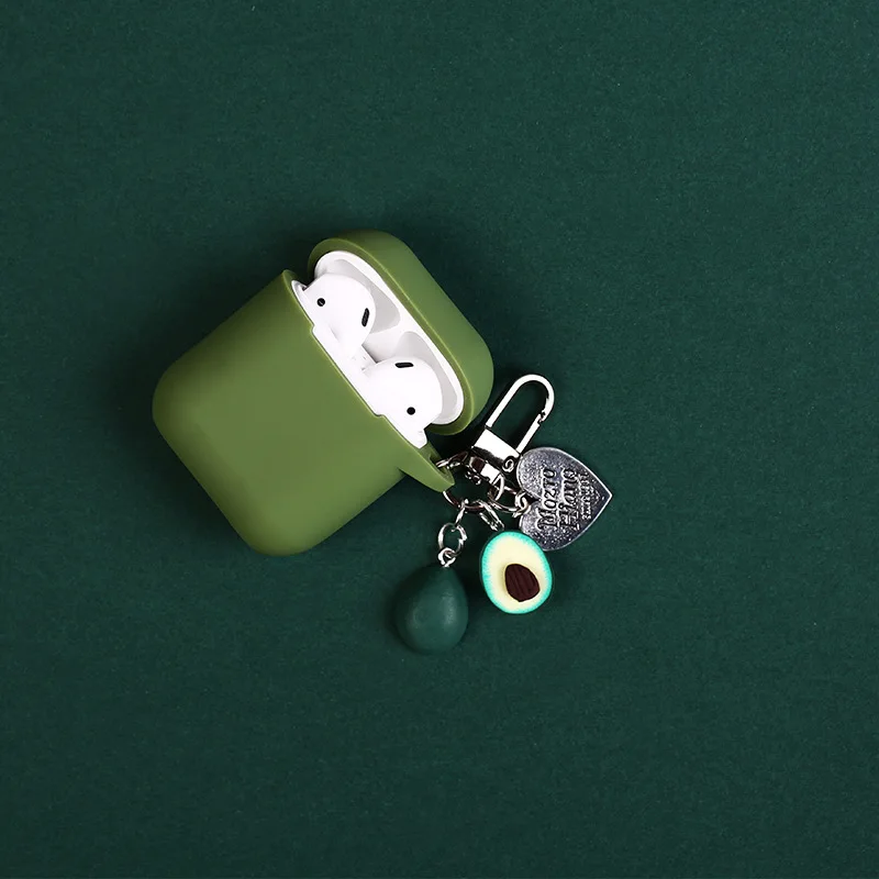 

Love Heart Avocado Keychain case for AirPods 2 headphone Earphone Protective Cover Cute Funda Apple Airpods Wireless Bluetooth