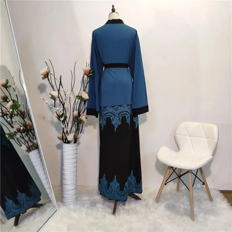 Lace Abaya Open Kaftan Dubai Long Dress Muslim Women Kimono Jilbab Maxi Open Cardigan Arab Hijab Dress Islamic Clothing Fashion