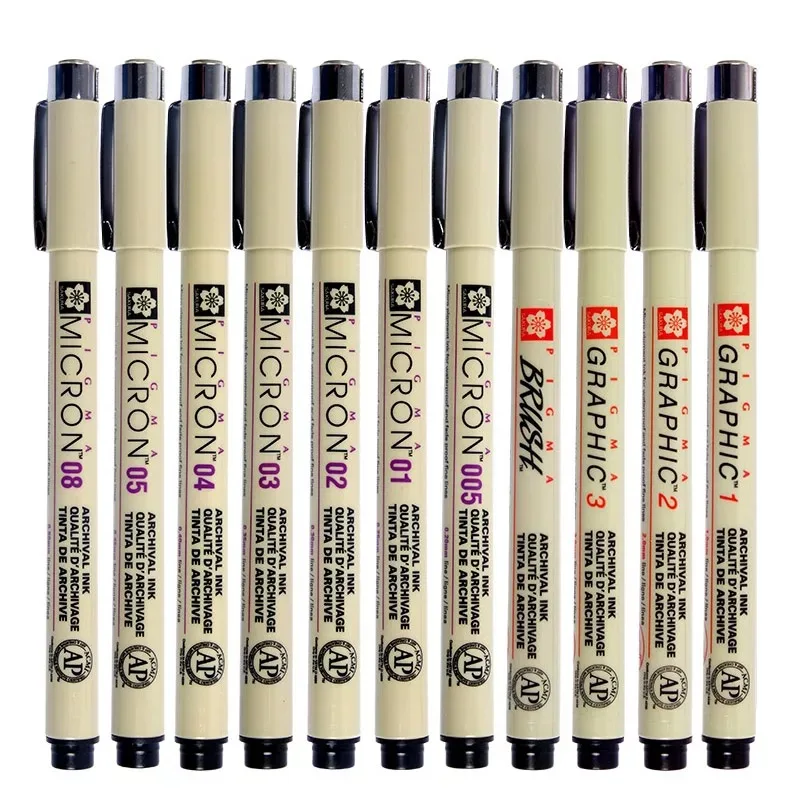 12 шт. Sakura Pigma Micron красивая для рисования ручки Водонепроницаемый иглы изогнутым