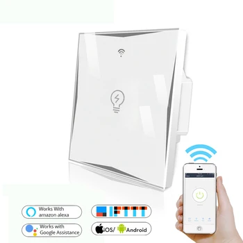 

Wifi Smart EU Socket Wall Touch Switch Glass Panel Remote Control Work with Google Home and Alexa IFTTT APP Smart Life