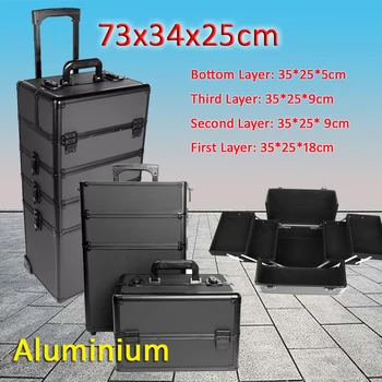 

Portable Hairdressing Trolley Cosmetic case Bag Suitcase For Makeup with wheels Large Capacity Women Box Nails Beauty Luggage