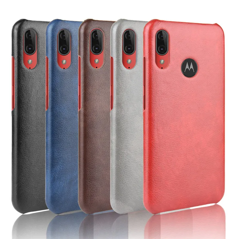 Для Motorola E6 Plus чехол твердый роскошный Litchi Striae из искусственной кожи задняя крышка