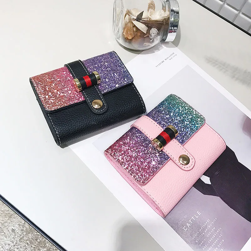 

2018 New Style Fashion Korean-style Sequin Wallet Two-fold Women's Wallet