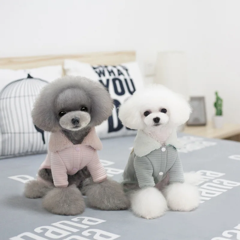 

Autumn and Winter Casual Styles Pet Dog Clothing Comfortable Fashion Rabbit Fur Collar The Four Feet Garments Small Dog Clothing