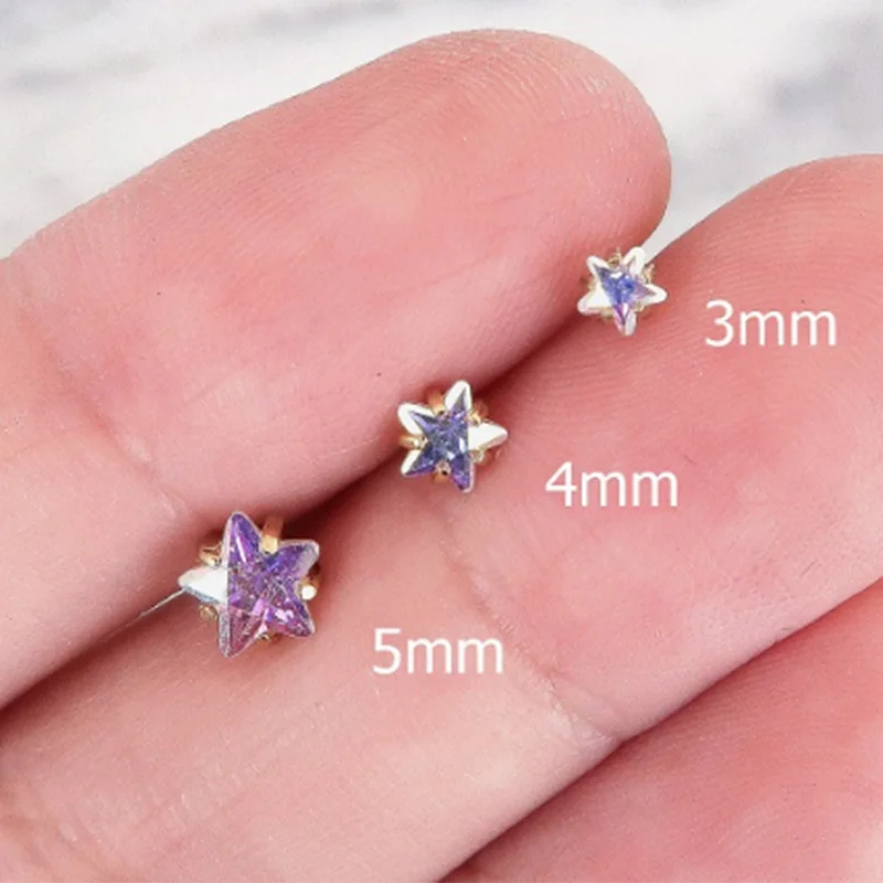 1Pair Star AB Clear Gem Surgical steel Tiny Hoop Earring Cz Tragus Daith Rook Cartilage Ear Piercing Jewelry - Image 2