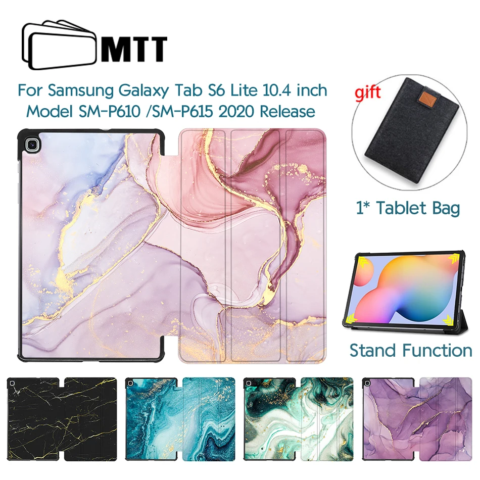

MTT Case For Samsung Galaxy Tab S6 Lite 10.4 inch SM-P610 P615 2020 Slim PU Leather Flip Stand Cover Marble Tablet Case Funda