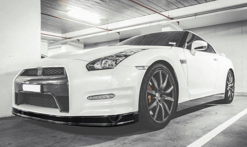 Для Nissan R35 GTR 2012 на OEM Стиль углеродного волокна передняя губа с поддоном глянцевая отделка бампер сплиттерная губа поднос отделка комплект