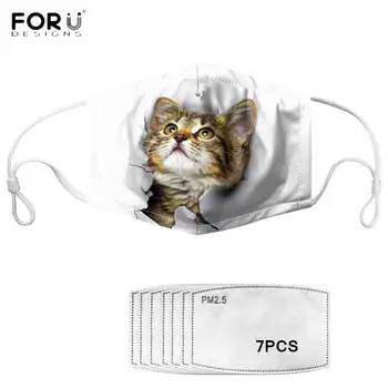 

FORUDESIGNS Lovely Kids Girl Boy Mask Cute Cartoon Cat Diy Printed Children Elastic Reusable Dustproof Mouth Mask Gift Face Mask