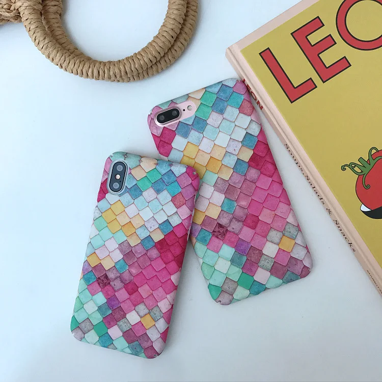 

IMIDO Ins Color Plaid TPU Silicone Cases For iphone 6/7/8/X /Xs/ Xsmax/Xr Cases Simple Anti-fall Fashion Phone Back Cover