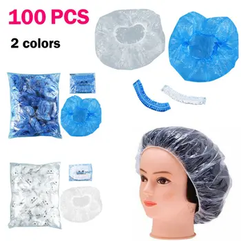 

New Fashion 100Pcs Disposable Shower Caps Bathing Elastic Hair Care Protector Hat Mask Cap