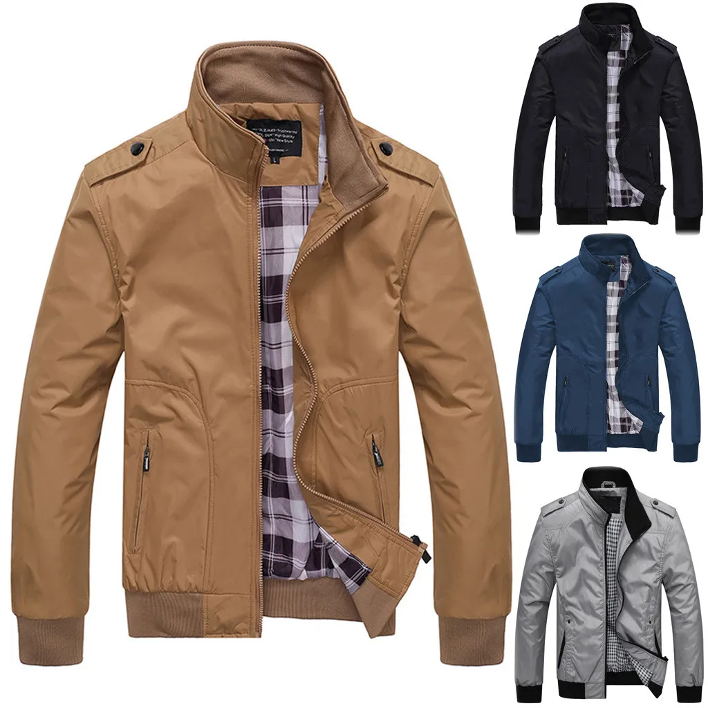 

2019 Fashion Autumn Men's Jackets Solid Coats Male Casual Stand Collar Jacket Outerdoor Overcoat Plus Size M-XXXXL