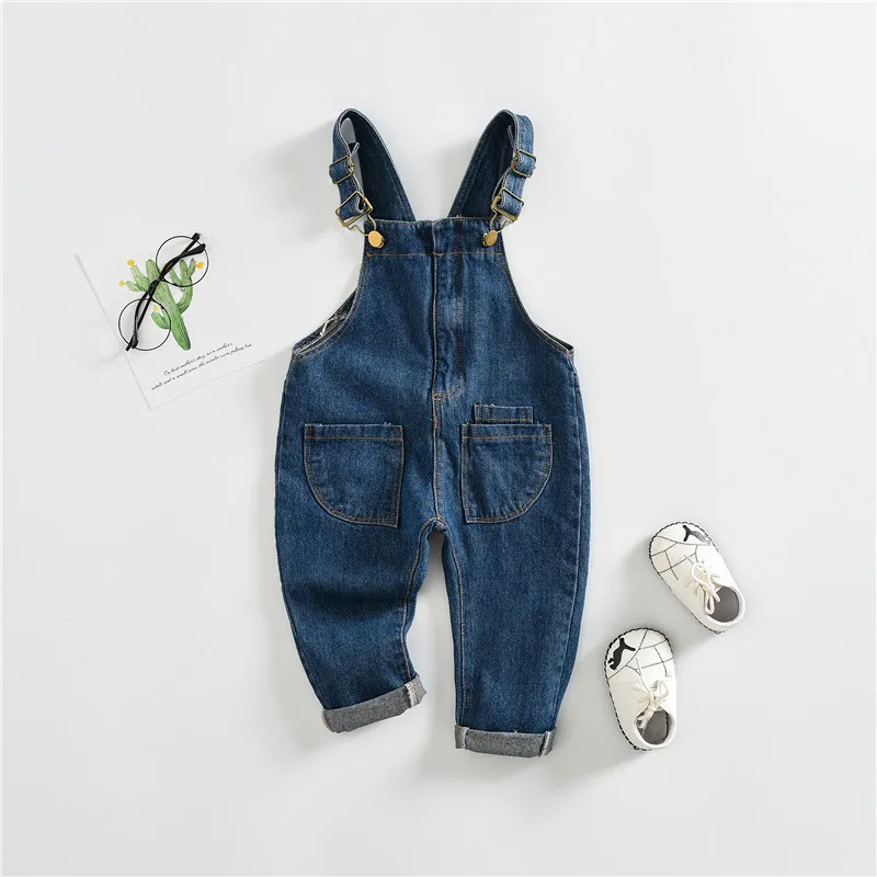 

[Rush] 2019 Autumn New Style Baby Suspender Pants Small CHILDREN'S 1234-Year-Old Men And Women Children Simple Cowboy Long Pants