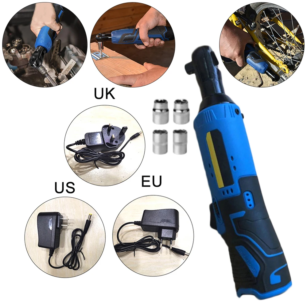 

12V Wireless Rechargeable Electric 3/8 Ratchet Wrench 40NM Ratchet Charger Woodworking Drilling Accessories