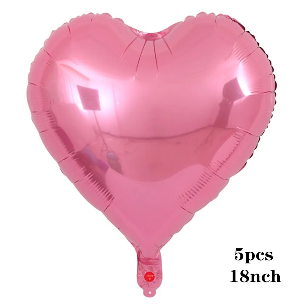 5pcs pink heart 36 дюймов Серебряный воздушный шар "Конфетти" розовый белый латексный шар Серебряный романтическая тема Свадьба День Рождения Вечеринка украшения princes baby sho - Цвет: 5pcs pink heart