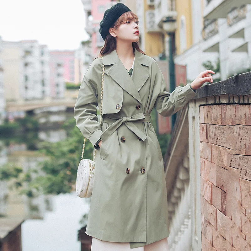

Coat Women's Mid-length 2019 Spring And Autumn New Style Korean-style Slimming Loose Version of British Style Popular Mid-length