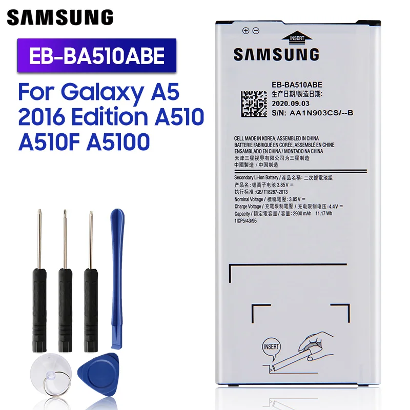Samsung оригинальный запасной аккумулятор EB BA510ABE для GALAXY A5 2016 версия A510 аутентичная