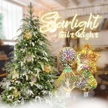 Starlight Gilt Light Christmas Decoration LED Light Bulb E27 4.5W Star Fireworks Lamp Near Year 2022 Christmas Tree Night Light